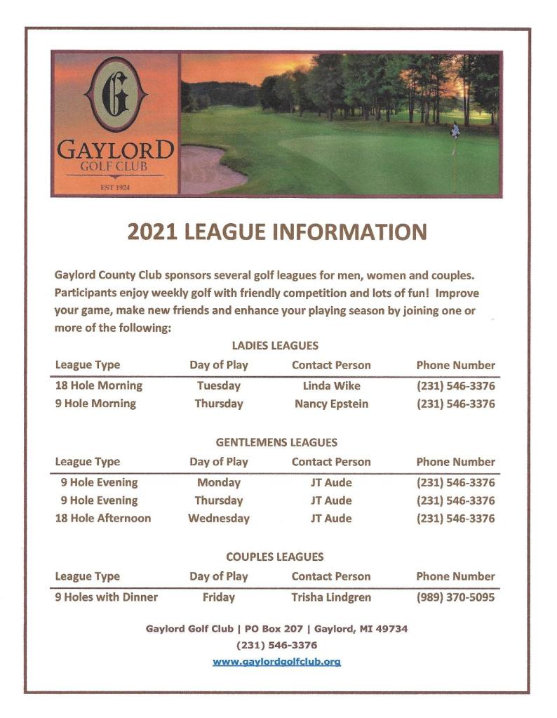 2021 League Info
